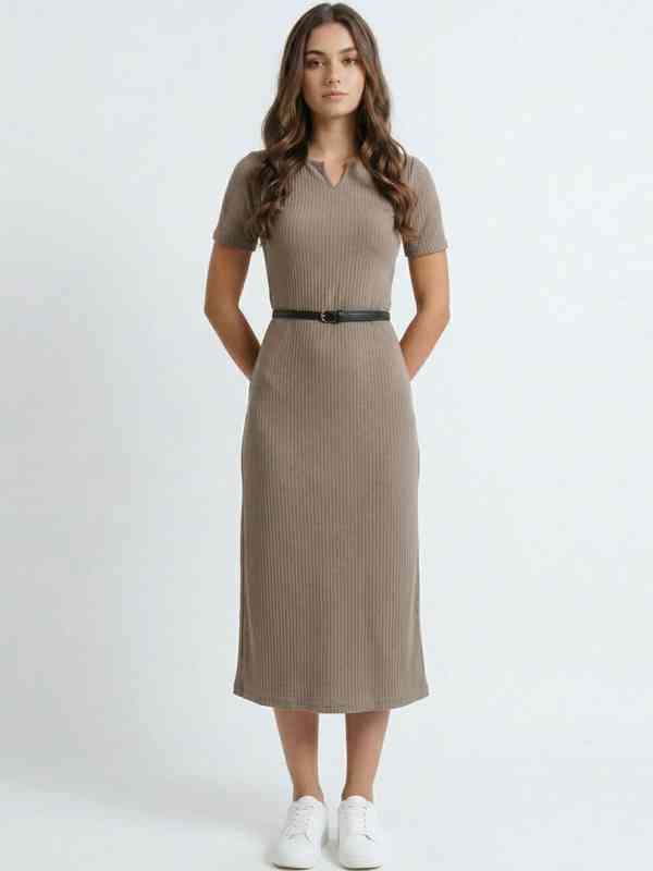 Off White Brown Women Dresses Bodycon - Buy Off White Brown Women Dresses  Bodycon online in India