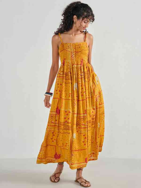 chinese dress ladies Buy Global Desi Women's Cotton GD Brand Fit & Flare Floral Gown Maxi Dress  (EE21GD033MXCC_Coral_M) at Amazon.in main image 0