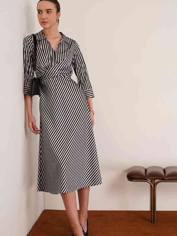 fit and flare maxi dress for women Fit-N-Flare Contrast Stitch Cotton Maxi Dress