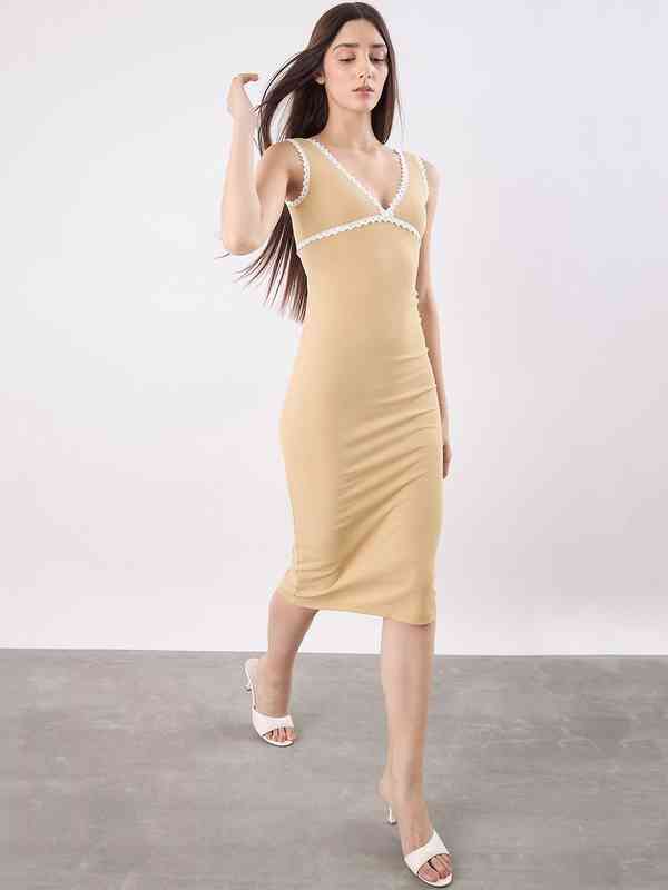 Beige Women Bodycon Dresses And - Buy Beige Women Bodycon Dresses And  online in India