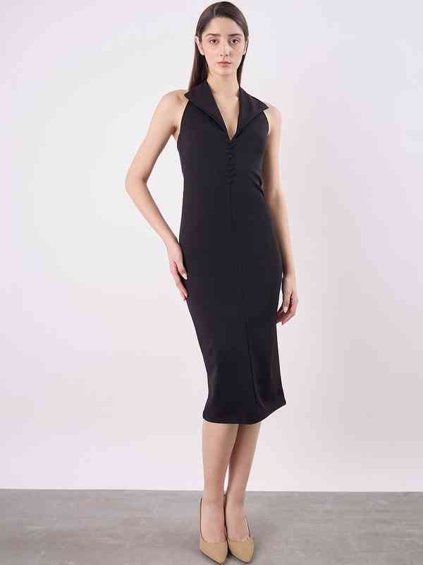 Black Solid Sheath Dress - Buy Black Solid Sheath Dress online in India Black Solid Sheath Dress - Buy Black Solid Sheath Dress online in India