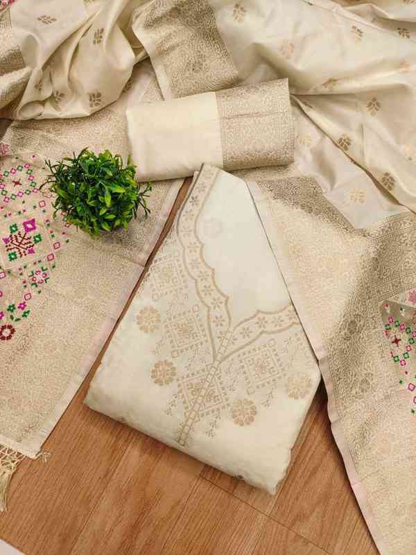 knee length dresses for ladies White Floral Printed Linen Dress Material
