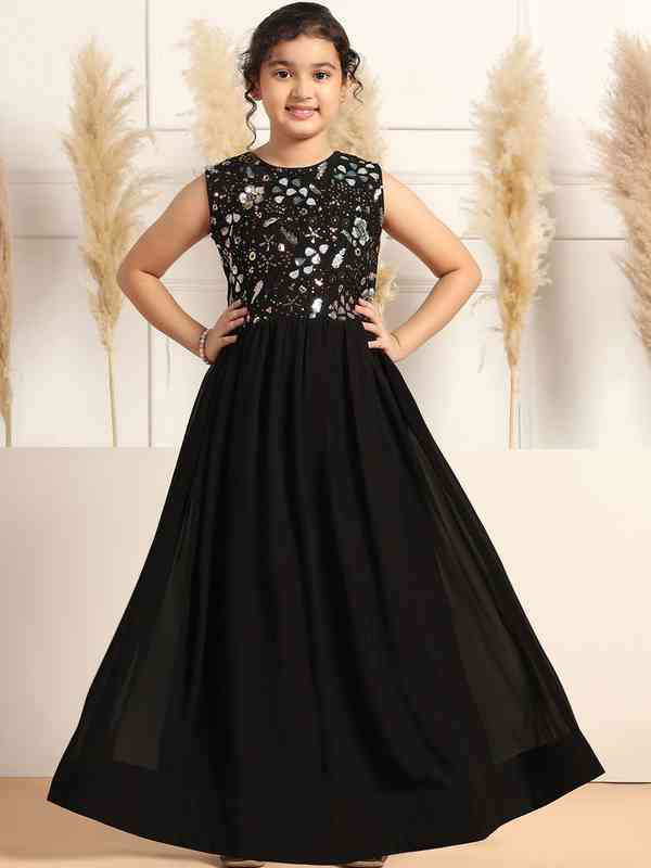 emma stone golden globes 2024 dress MINNA Fashion IRENA Black Silky Beaded Detail Mermaid Formal Dress main image 1