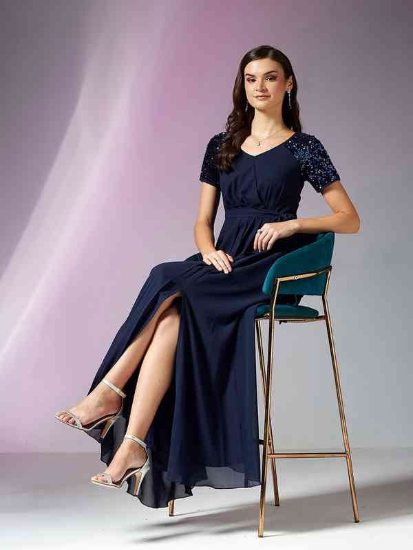 amazon blue dress plus size Plus Size Scarlett & Jo Velvet Maxi Gown