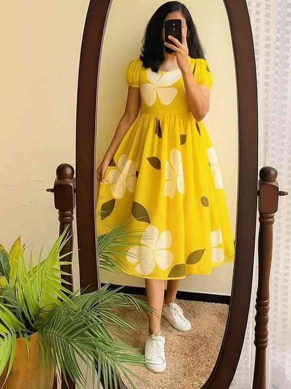 Yellow Knee Length Dress - Buy Yellow Knee Length Dress online in India Yellow Knee Length Dress - Buy Yellow Knee Length Dress online in India