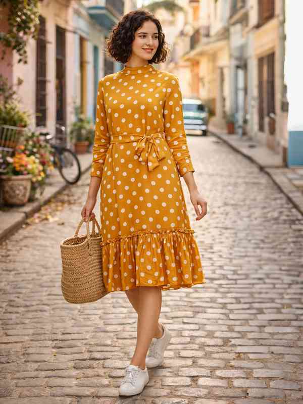 yellow polka dot dress Yellow Polka Dot Maxi Dress