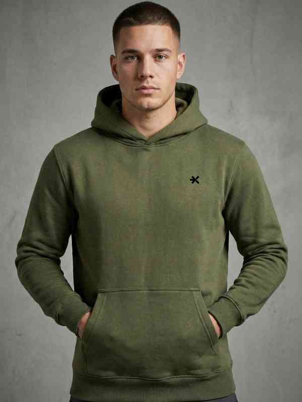 Hrx By Hrithik Roshan Olive Green Solid Hooded Sweatshirt - Buy