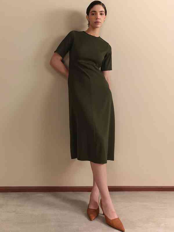 knee length dresses graduation White Tiered Eyelet Midi Graduation Dress with Buttons White / XSmall main image 1