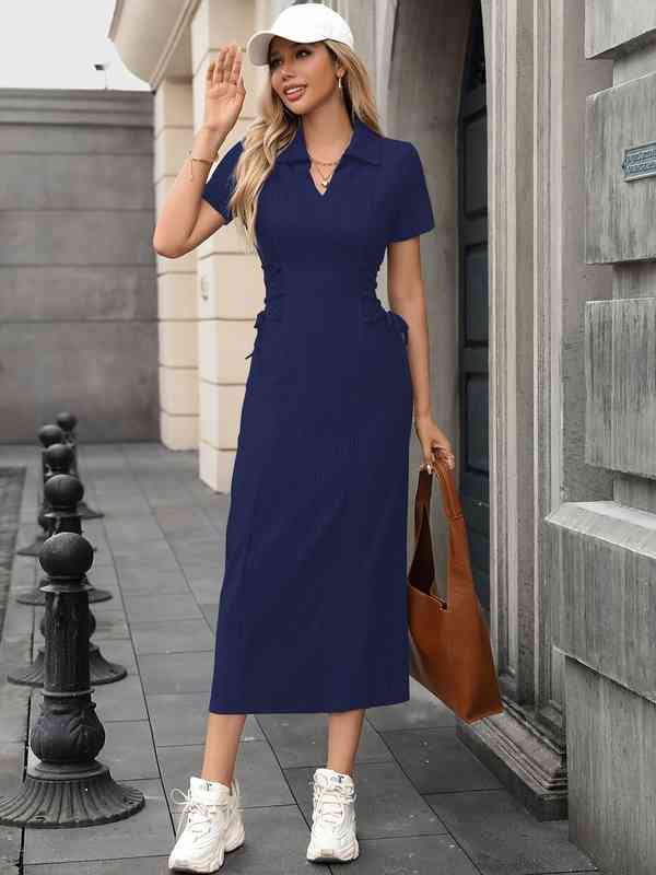 women in sweater dresses PRETTYGARDEN Women Sweater Dress Fall Fashion Long Sleeve V Neck Ribbe