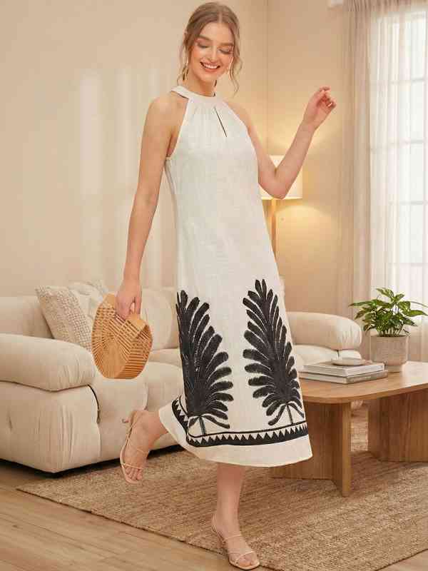 green white dresses for women Green Floral Sleeveless Maxi Dress - Vacation Dresses main image 0