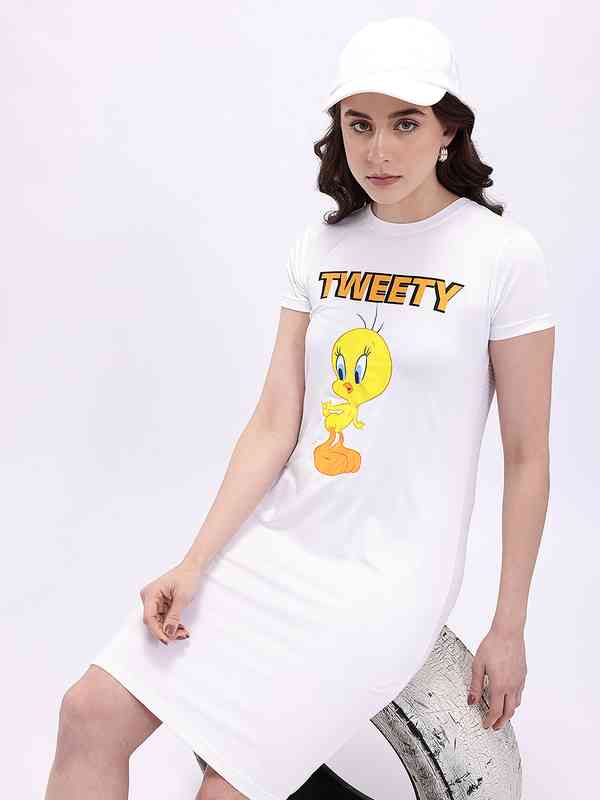 looney tunes shirt dress Blue WOMAN Looney Tunes Regular Fit Crew Neck Dress 3533672