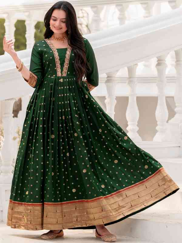 eyeshadow for emerald green dress Women’s Green Chinon Sharara Suit Set Hand Embroidered Ethnic Party Wear Dress main image 1