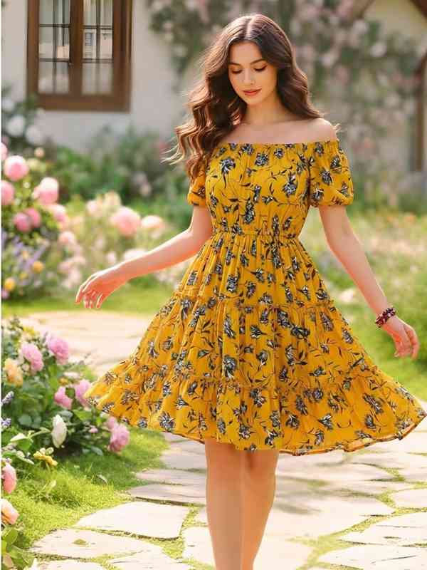 holly pink off shoulder jacquard floral mini dress Ava Presley 26419 Long Formal Prom Mermaid Dress