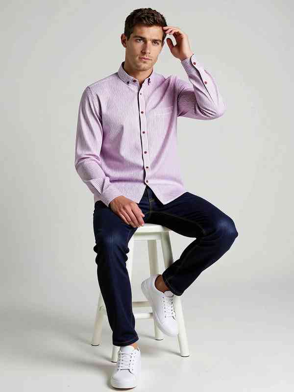 Men Purple Striped Shirt - Buy Men Purple Striped Shirt online in India