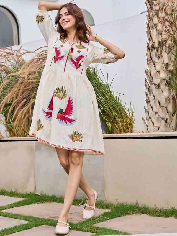 White Embroidered A Line Dress - Buy White Embroidered A Line Dress online in India White Embroidered A Line Dress - Buy White Embroidered A Line Dress online in India