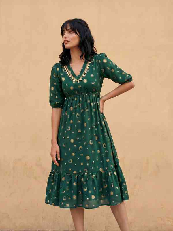 green and navy blue dress Navy and Green Floral Maxi Dress main image 1