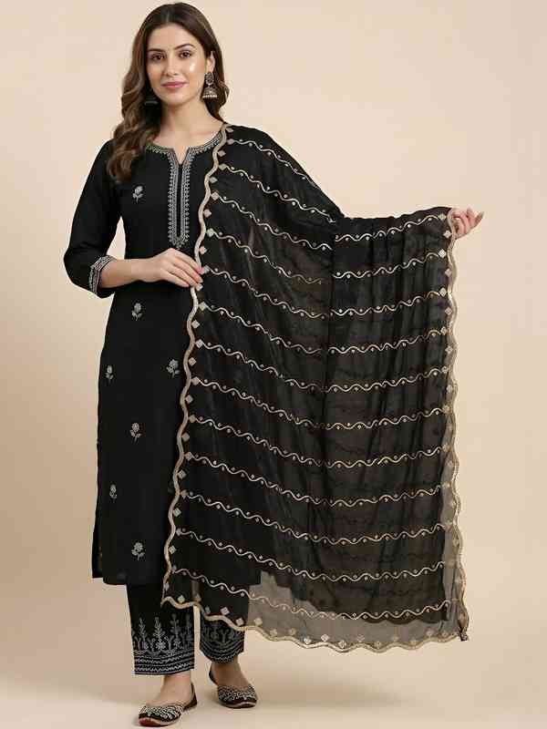 Naari Black Self Pattern Net Dupatta 3568432.htm - Buy Naari Black