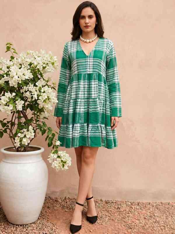Green Navy Blue Women Dresses Fio - Buy Green Navy Blue Women Dresses Fio  online in India