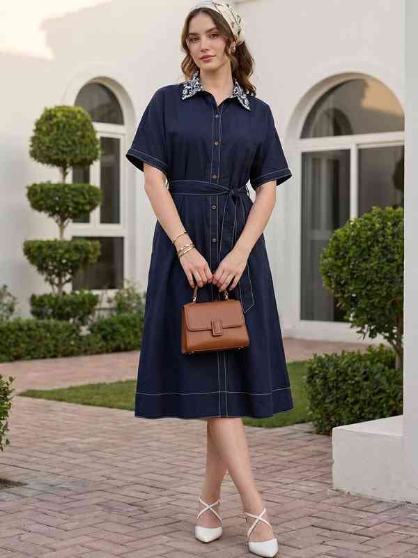 Navy Blue Casual Shirts Dresses - Buy Navy Blue Casual Shirts Dresses  online in India