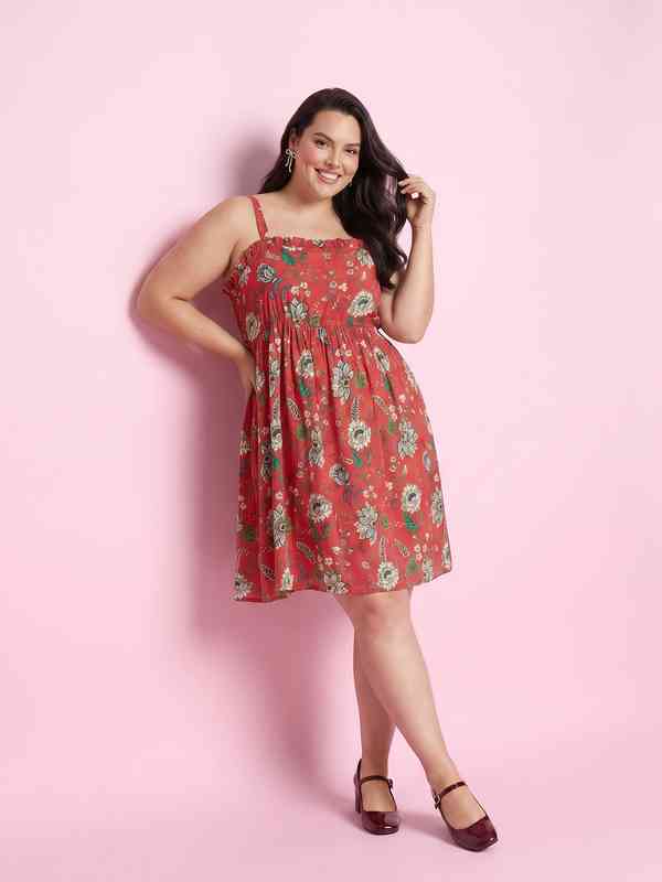 dressberry curve plus size floral embroidered tiered a-line dress reviews Plus Size Floral Midi Dress – 2020AVE main image 1