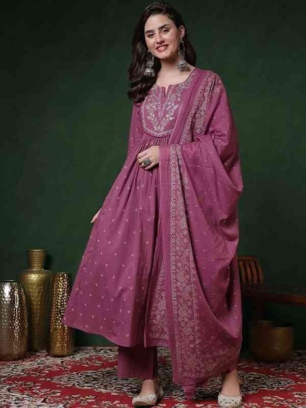 Women Purple Dupatta Kurtas Sets - Buy Women Purple Dupatta Kurtas