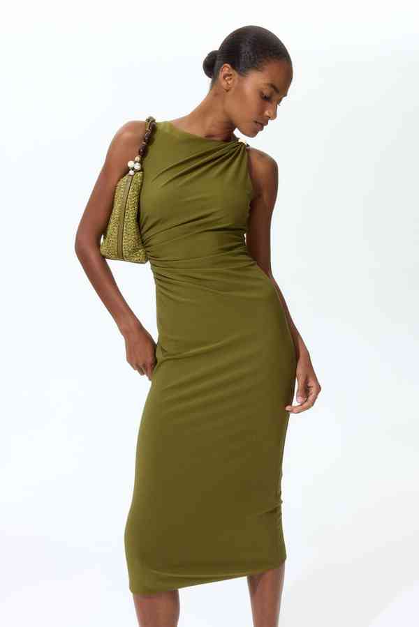 code green dress Kate Bottle Green Square Neck Maxi Dress with Plunge Back and Side Thigh  Split – Club L London