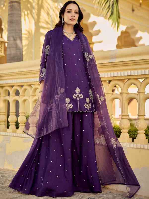 Women Purple Dupatta Kurtas Sets - Buy Women Purple Dupatta Kurtas