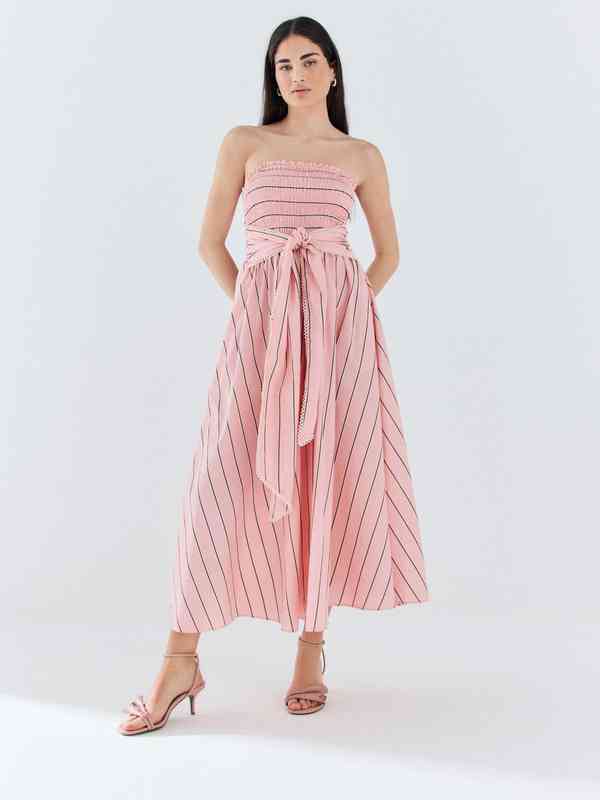 striped off the shoulder dress forever 21 Forever 21 White Multi Striped Off-the-Shoulder Midi Dress XS/S