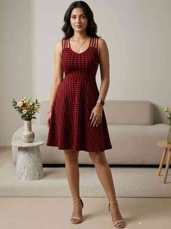 Red Check Dresses - Buy Red Check Dresses online in India