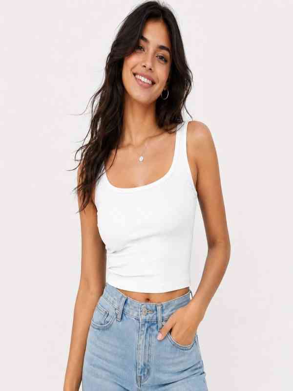 White Ribbed Tank Top - Buy White Ribbed Tank Top online in India