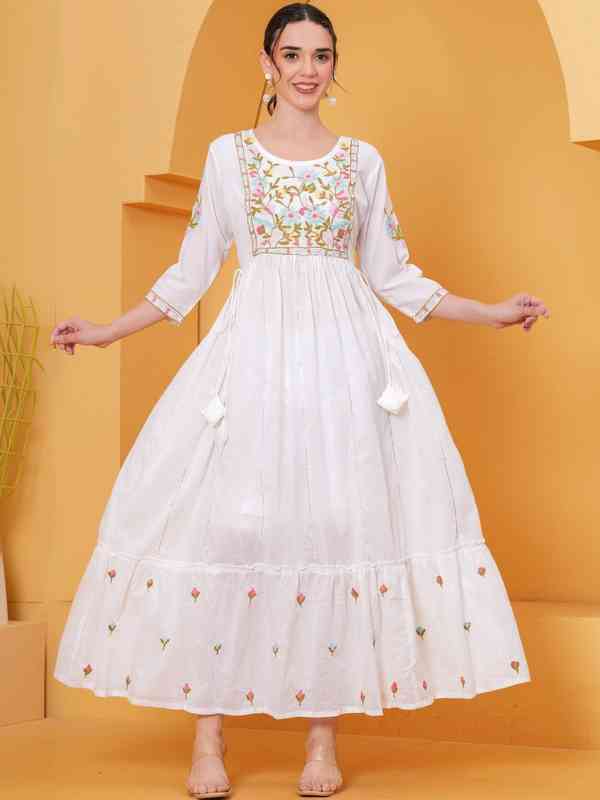 White Embroidered A Line Dress - Buy White Embroidered A Line Dress online in India White Embroidered A Line Dress - Buy White Embroidered A Line Dress online in India