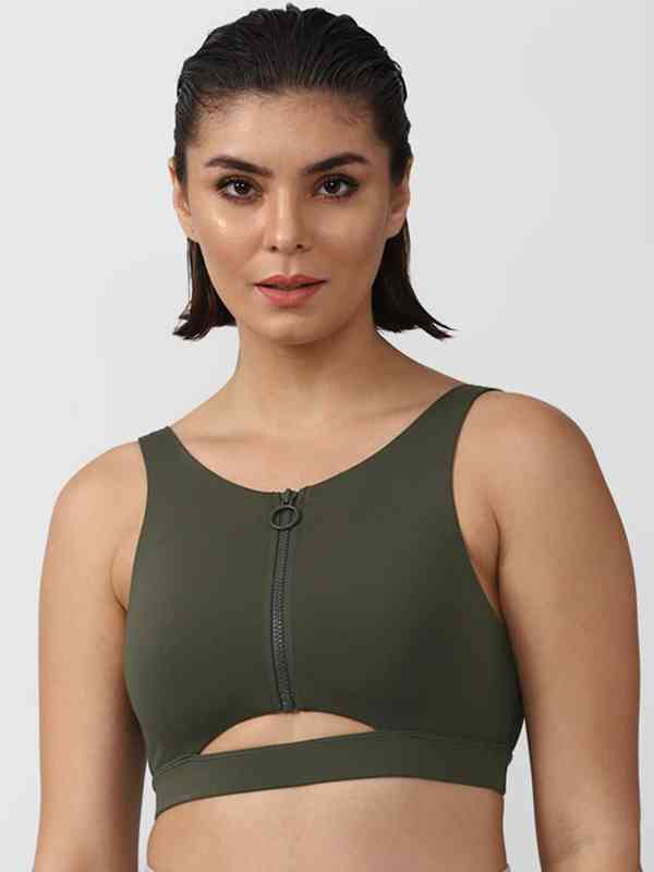 Forever 21 Women's Felt Cute Crop Top - Embroidered Mock Neck Shirt