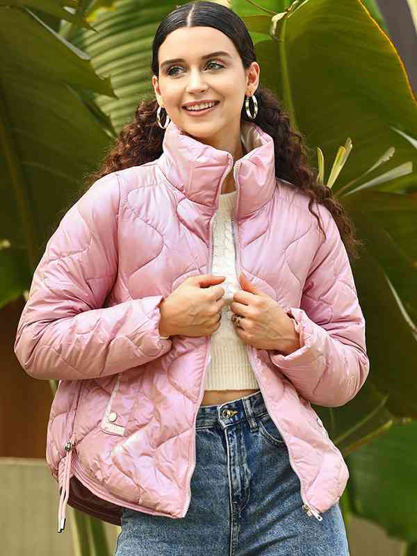 Street 9 Pink Solid Winter Jacket 2711685.htm - Buy Street 9 Pink