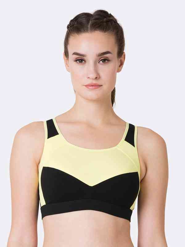 yellow off white sports bra