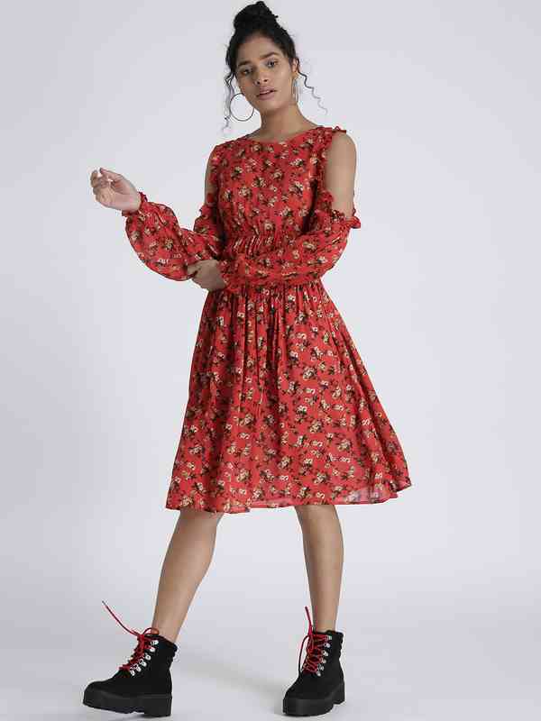 knee length dresses for ladies Sun-Imperial - Tia Dress in Pink Splash main image 0