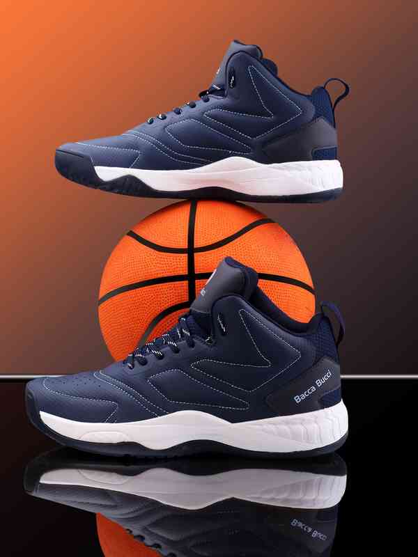 orange and navy blue basketball shoes