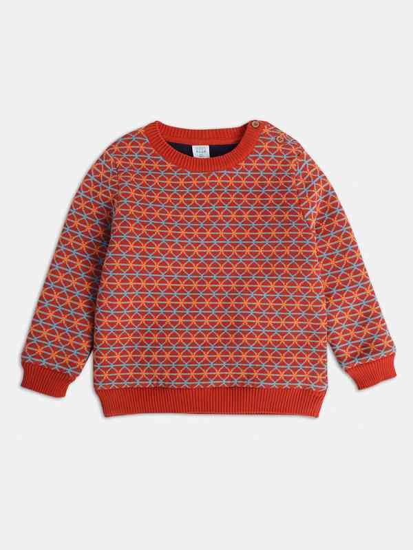 Miniklub Girls' Short Sleeve Knitted Cotton Top - Round Neck (Orange)