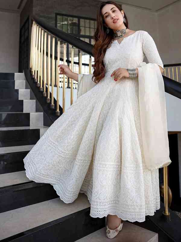 White Embroidered Dress - Buy White Embroidered Dress online in India
