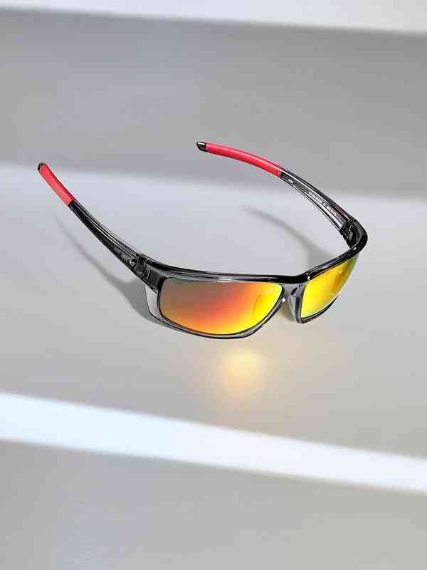Visions India Unisex Round Sunglasses – Orange Frame & Lens, 55mm, Non-Polarized