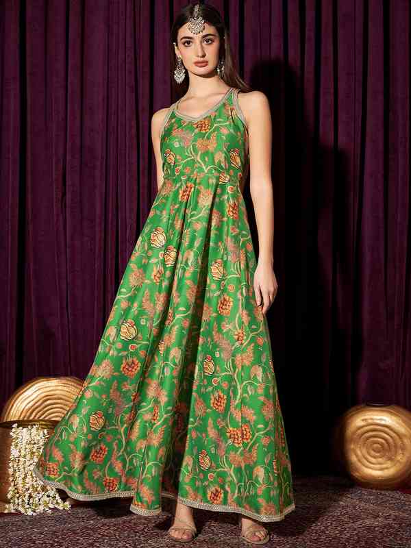 Green Printed Maxi Dress - Buy Green Printed Maxi Dress online in India