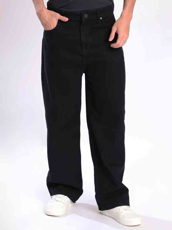 BELVET Baggy rigid denim L Black Baggy Rigid Washed Jean