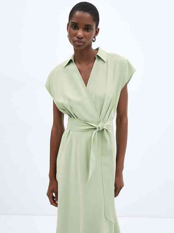 Mango Green Wrap Dress - Buy Mango Green Wrap Dress online in India