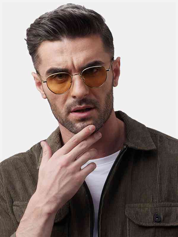 Visions India Unisex Round Sunglasses – Yellow Frame & Lens, 60mm Width, Non-Polarized (Medium) - View #12