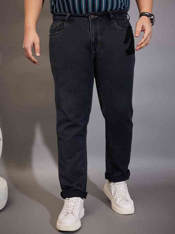 Men's Plus Size Stretch Jeans – Sizes 57 To 75 In Lightweight Black & Blue Denim