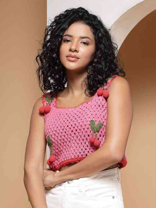 andmary Milly 小売 crochet knit tops ANDMARY】Milly crochet knit tops