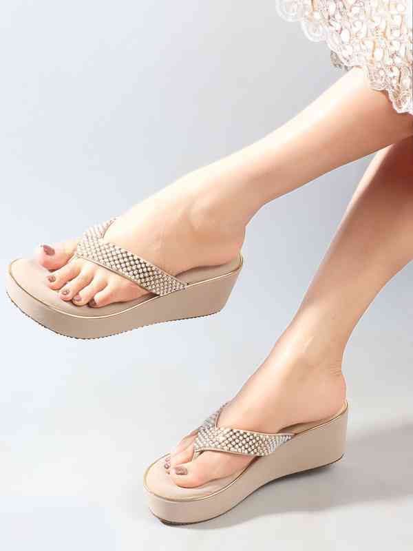 Tresmode Womens White Mules Tresmode Latest Wedge Shoes For Ladies