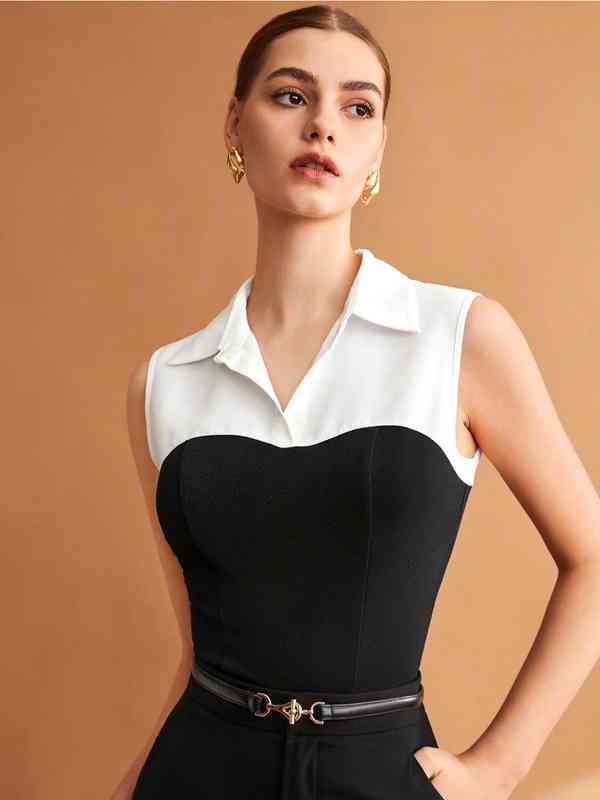 Allegra K Women's Ruffle Trim Sleeveless Tank Top – Casual Cotton Tee For Office & Summer (Black, X-Large) - View #8