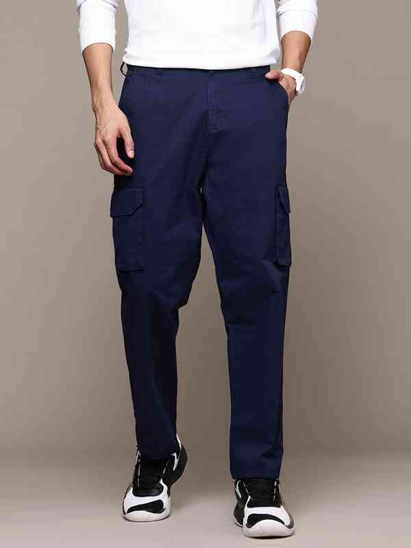 Navy Blue Solid Cargo Pants 4601887.htm - Buy Navy Blue