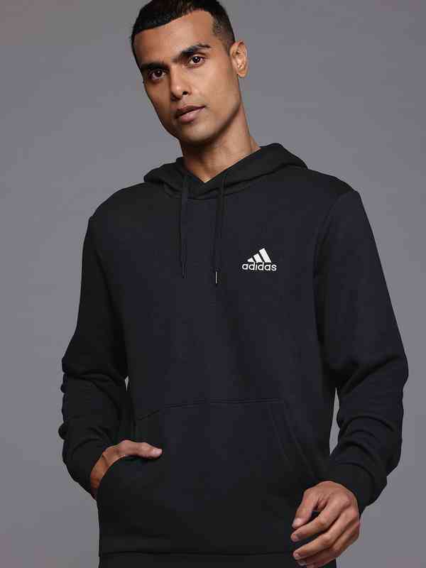 Adidas Men Black Solid Hooded Sweatshirt - Buy Adidas Men Black