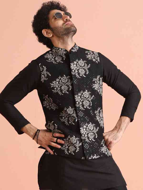 ジャケット・アウター Ethnic Embroided Design No Collar Jacket 71zQ7otQMnL._UY1000_.jpg